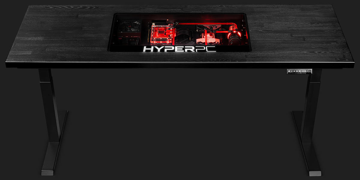 HYPERPC DESK بأرجل سوداء وسطح أسود